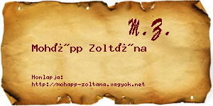 Mohápp Zoltána névjegykártya